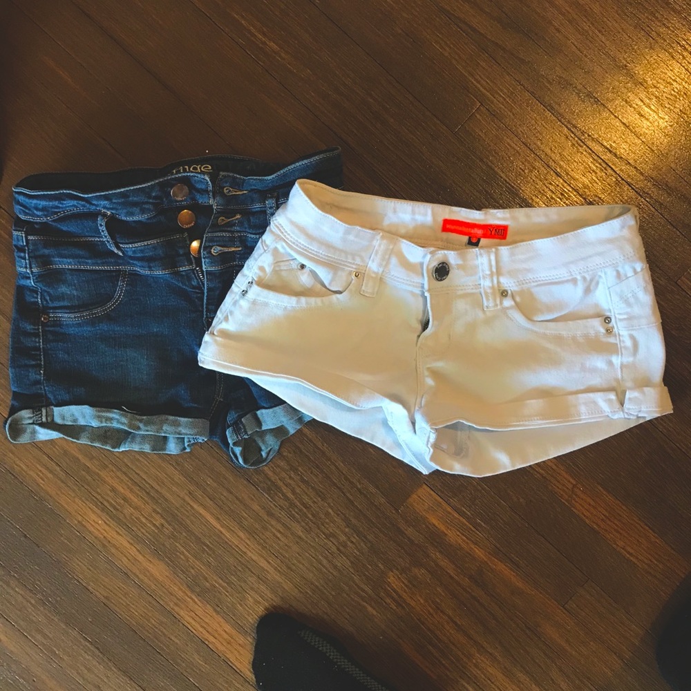 2 pair of short denim shorts
